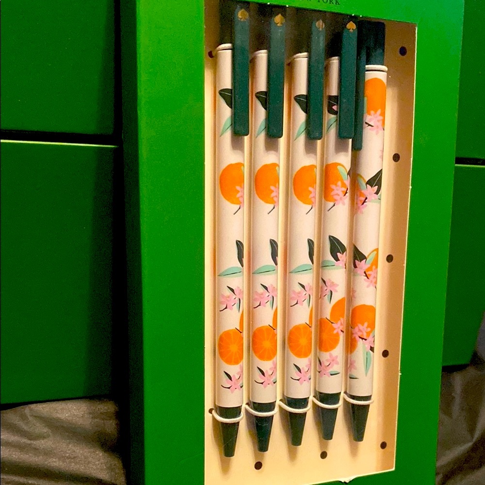 Kate Spade 5PC Orange 🍊/Floral Ink Pen Set NIB - Picture 4 of 6